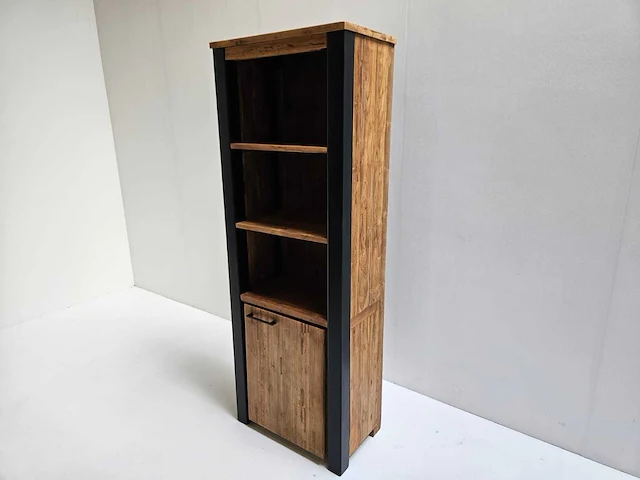 Hsm atlanta boekenkast met 1 deur en 3 laden 70 x 45 x h190cm vintage teak - afbeelding 2 van  4