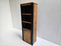 Hsm atlanta boekenkast met 1 deur en 3 laden 70 x 45 x h190cm vintage teak