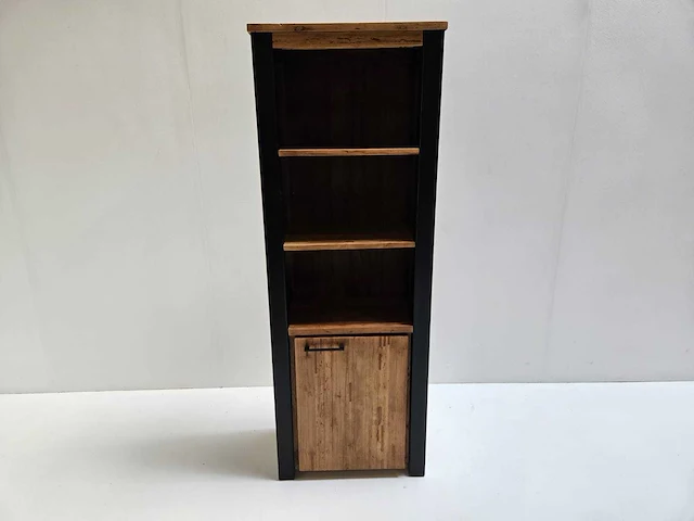 Hsm atlanta boekenkast met 1 deur en 3 laden 70 x 45 x h190cm vintage teak - afbeelding 2 van  4