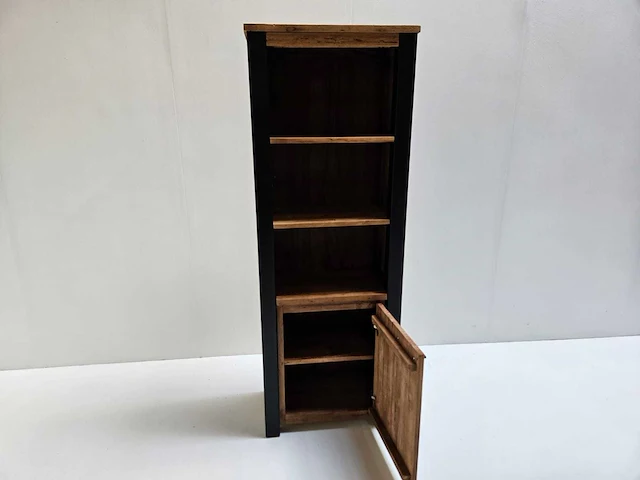Hsm atlanta boekenkast met 1 deur en 3 laden 70 x 45 x h190cm vintage teak - afbeelding 3 van  4