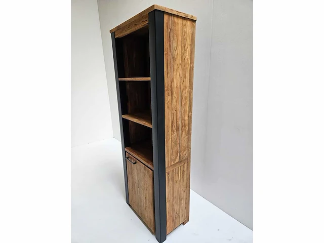 Hsm atlanta boekenkast met 1 deur en 3 laden 70 x 45 x h190cm vintage teak - afbeelding 4 van  4