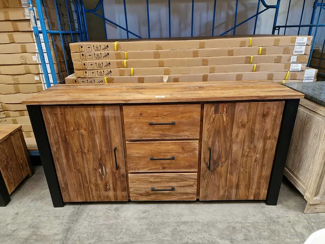 Hsm atlanta dressoir met 2 deuren en 3 laden 170 x 45 x h85cm vintage teak - afbeelding 2 van  7