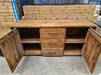 Hsm atlanta dressoir met 2 deuren en 3 laden 170 x 45 x h85cm vintage teak - afbeelding 4 van  7