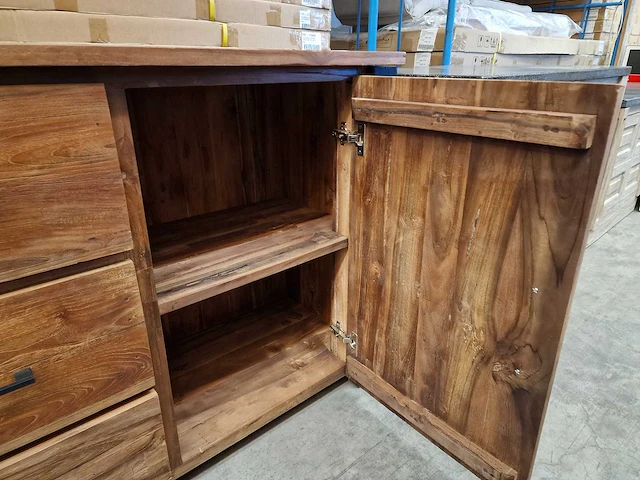 Hsm atlanta dressoir met 2 deuren en 3 laden 170 x 45 x h85cm vintage teak - afbeelding 5 van  7