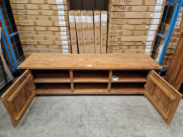 Hsm atlanta tv meubel met 2 deuren en nis 175 x 45 x h50cm vintage teak - afbeelding 4 van  6
