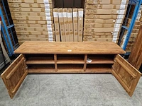 Hsm atlanta tv meubel met 2 deuren en nis 175 x 45 x h50cm vintage teak - afbeelding 4 van  6