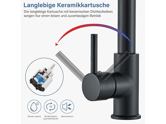 Huahomdy zwarte keukenkraan - afbeelding 3 van  5