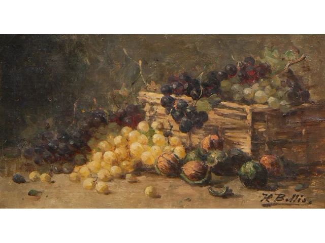 Hubert bellis (1831-1902), flower still life, oil on canvas 34 x 60 cm. (13.39 x 23.62 in.), frame: 64 x 90 cm. (25.19 x 35.42 in.) - afbeelding 1 van  5