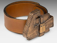 Hubert minnebo (1940), a leather belt with a bronze brown patinated buckle and a ditto pendant, 1/1, signed (+) - afbeelding 2 van  7