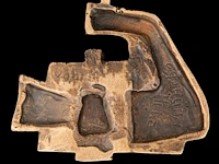 Hubert minnebo (1940), a leather belt with a bronze brown patinated buckle and a ditto pendant, 1/1, signed (+) - afbeelding 6 van  7
