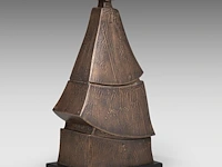 Hubert minnebo (1940), 'de nuraghi-vormgeving lag hem wel', polished and brown patinated bronze, 4/4, 2000, signed (+) 56 x 30 x 20 cm. (22.05 x 11.81 x 7.87 in.) - afbeelding 3 van  8