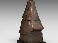 Hubert minnebo (1940), 'de nuraghi-vormgeving lag hem wel', polished and brown patinated bronze, 4/4, 2000, signed (+) 56 x 30 x 20 cm. (22.05 x 11.81 x 7.87 in.) - afbeelding 5 van  8