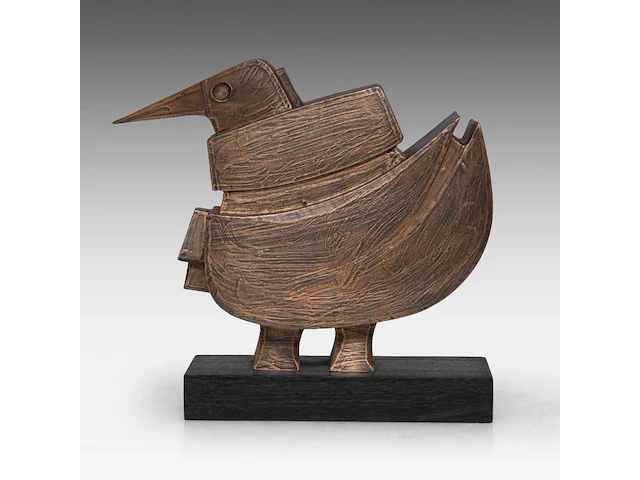 Hubert minnebo (1940), 'deze vlucht was bepalend', polished and brown patinated bronze, 1/1, 2010, signed (+) 26 x 32.5 x 11 cm. (10.24 x 12.80 x 4.33 in.) - afbeelding 1 van  8
