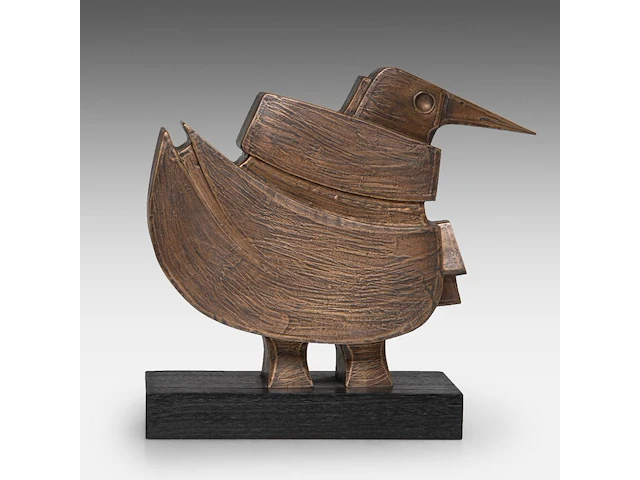 Hubert minnebo (1940), 'deze vlucht was bepalend', polished and brown patinated bronze, 1/1, 2010, signed (+) 26 x 32.5 x 11 cm. (10.24 x 12.80 x 4.33 in.) - afbeelding 4 van  8