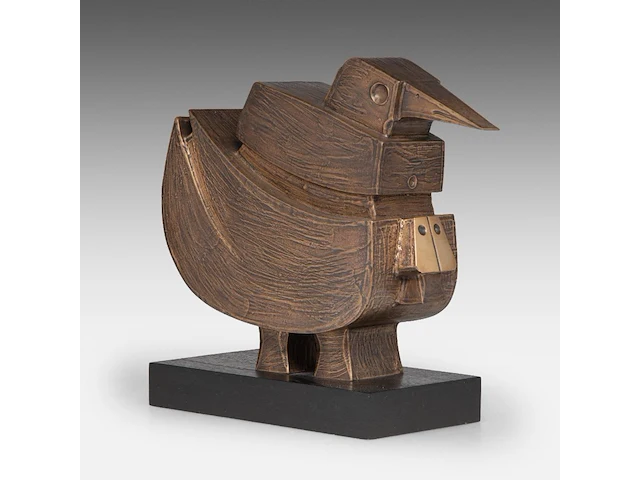 Hubert minnebo (1940), 'deze vlucht was bepalend', polished and brown patinated bronze, 1/1, 2010, signed (+) 26 x 32.5 x 11 cm. (10.24 x 12.80 x 4.33 in.) - afbeelding 5 van  8
