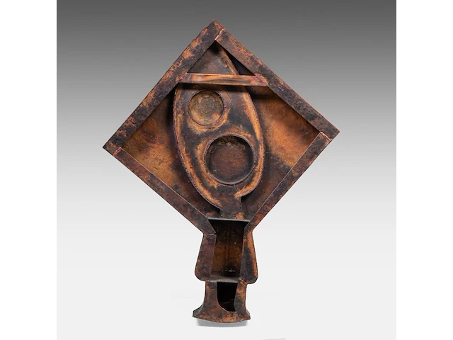 Hubert minnebo (1940), 'even voor de volledige maaneclips', relief, polished and brown patinated copper, 2003 (+) 90 x 72 x 11 cm. (35.42 x 28.35 x 4.33 in.) - afbeelding 4 van  4