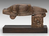 Hubert minnebo (1940), 'hij overzag de wegen die hij had afgelegd', polished and brown patinated bronze, 1987 (+) 17 x 9.5 x 32 cm. (6.69 x 3.74 x 12.59 in.) - afbeelding 5 van  7