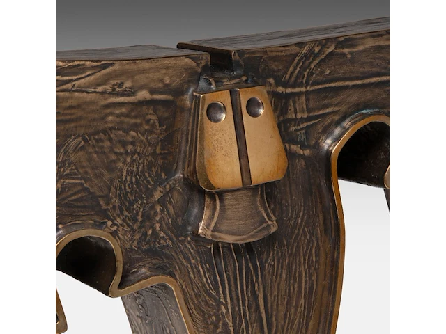 Hubert minnebo (1940), 'hun siddha, verloste ziel, is duidelijk waarneembaar', polished and brown patinated bronze, 1/1, 2017, signed (+) 29.5 x 29 x 6 cm. (11.60 x 11.41 x 2.35 in.) - afbeelding 8 van  8