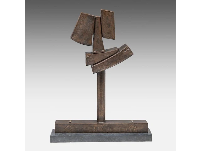 Hubert minnebo (1940), 'in gedachten lisboa, voor mijn bezoek', polished and brown patinated bronze, 1998 (+) 78 x 60 x 16 cm. (30.71 x 23.62 x 6.29 in.) - afbeelding 5 van  7
