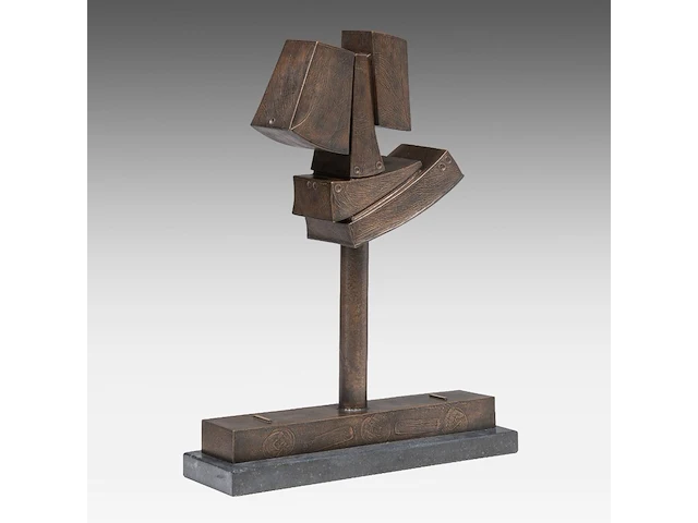 Hubert minnebo (1940), 'in gedachten lisboa, voor mijn bezoek', polished and brown patinated bronze, 1998 (+) 78 x 60 x 16 cm. (30.71 x 23.62 x 6.29 in.) - afbeelding 7 van  7