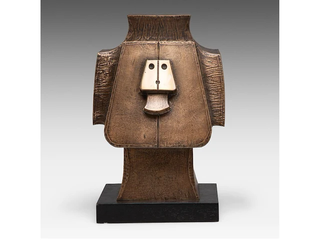 Hubert minnebo (1940), 'toen presenteerde hij zijn handtekening', polished and brown patinated bronze, 1/1, 2010, signed (+) 37 x 26 x 26 cm. (14.57 x 10.24 x 10.24 in.) - afbeelding 1 van  10