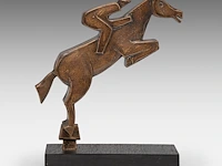 Hubert minnebo (1940), 'toen voelde hij zich één en zwevend', polished and brown patinated bronze, 0/0, 1991 (+) 26.5 x 7 x 23 cm. (10.42 x 2.75 x 9.06 in.)