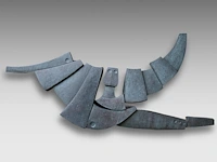 Hubert minnebo (1940), 'vanuit mijn omgeving, een blik van voldoening', hammered, welded and patinated copper, 1981 (+) 180 x 325 x 15 cm. (70.87 x 127.95 x 5.91 in.)