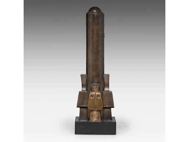 Hubert minnebo (1940), 'variaties op de lingam - zijn morfologisch gedrag was na een tijdje zichtbaar', polished and brown patinated bronze, 1/1, 2001, signed (+) 34.5 x 11 x 11 cm. (13.58 x 4.33 x 4.33 in.) - afbeelding 1 van  9