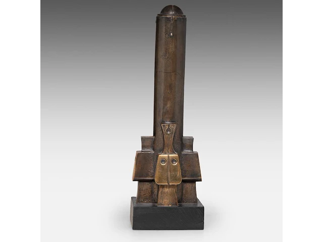 Hubert minnebo (1940), 'variaties op de lingam - zijn morfologisch gedrag was na een tijdje zichtbaar', polished and brown patinated bronze, 1/1, 2001, signed (+) 34.5 x 11 x 11 cm. (13.58 x 4.33 x 4.33 in.) - afbeelding 5 van  9