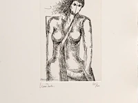 Hubert minnebo (1940), 'volhart', n° 23/60 - 'met gesloten ogen fluisterde hij, zacht kreunend, zijn mooiste herinneringen', polished and brown patinated bronze on book with 9 etches and poetry, 23/60, 2002 (+) 40 x 23 c - afbeelding 4 van  19
