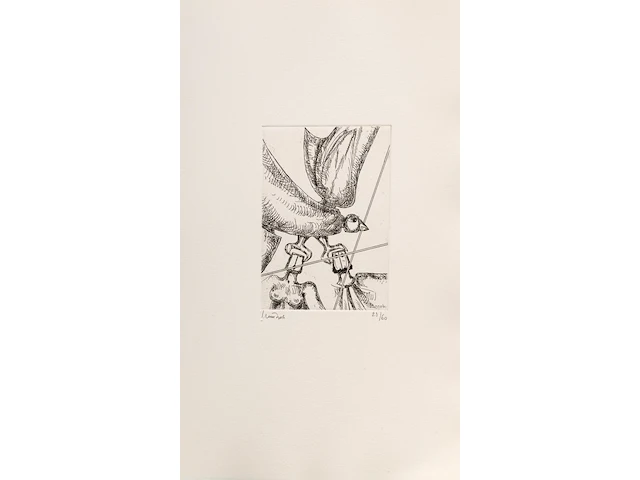 Hubert minnebo (1940), 'volhart', n° 23/60 - 'met gesloten ogen fluisterde hij, zacht kreunend, zijn mooiste herinneringen', polished and brown patinated bronze on book with 9 etches and poetry, 23/60, 2002 (+) 40 x 23 c - afbeelding 6 van  19
