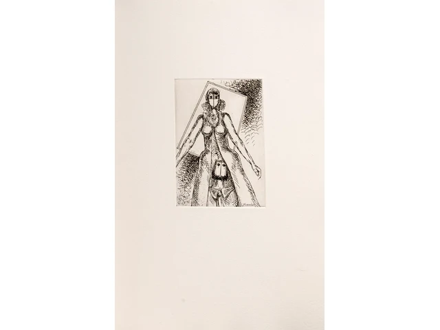 Hubert minnebo (1940), 'volhart', n° 23/60 - 'met gesloten ogen fluisterde hij, zacht kreunend, zijn mooiste herinneringen', polished and brown patinated bronze on book with 9 etches and poetry, 23/60, 2002 (+) 40 x 23 c - afbeelding 18 van  19