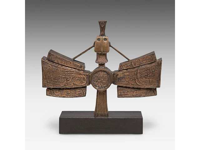 Hubert minnebo (1940), 'zijn blik was duidelijk omkaderd', polished and brown patinated bronze, 1/1, 1990 (+) 23 x 29.5 x 8 cm. (9.06 x 11.60 x 3.14 in.) - afbeelding 1 van  8