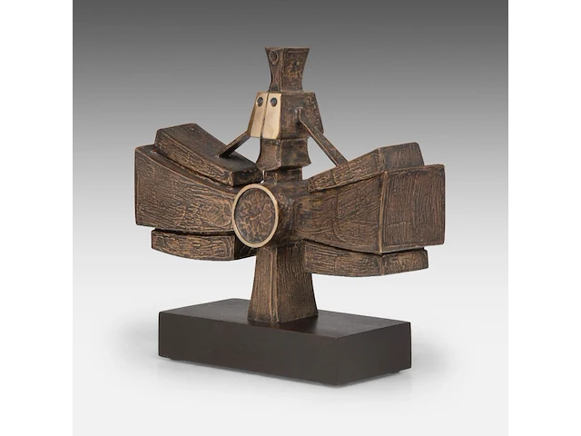 Hubert minnebo (1940), 'zijn blik was duidelijk omkaderd', polished and brown patinated bronze, 1/1, 1990 (+) 23 x 29.5 x 8 cm. (9.06 x 11.60 x 3.14 in.) - afbeelding 2 van  8