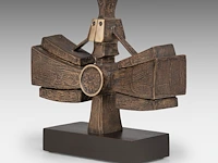 Hubert minnebo (1940), 'zijn blik was duidelijk omkaderd', polished and brown patinated bronze, 1/1, 1990 (+) 23 x 29.5 x 8 cm. (9.06 x 11.60 x 3.14 in.) - afbeelding 2 van  8