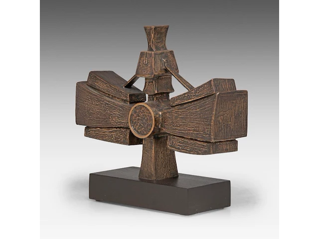 Hubert minnebo (1940), 'zijn blik was duidelijk omkaderd', polished and brown patinated bronze, 1/1, 1990 (+) 23 x 29.5 x 8 cm. (9.06 x 11.60 x 3.14 in.) - afbeelding 5 van  8