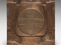Hubert minnebo (1940), 'zijn liefde voor de zee was duidelijk merkbaar', relief, polished and brown patinated bronze, 0/0, 2006, signed (+) 32 x 32 x 2.5 cm. (12.59 x 12.59 x 0.98 in.)