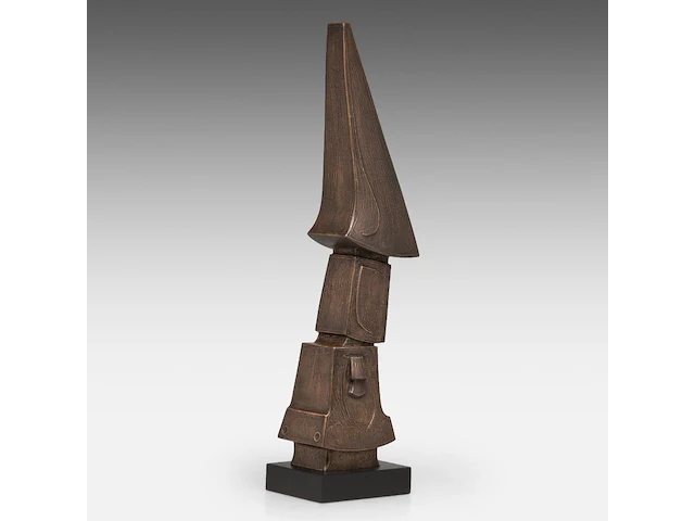 Hubert minnebo (1940), 'zijn trektochten in himalaya's waren heilig', polished and brown patinated bronze, 1/1, 2012, signed (+) 65 x 15 x 30.5 cm. (25.58 x 5.91 x 12.00 in.) - afbeelding 4 van  9