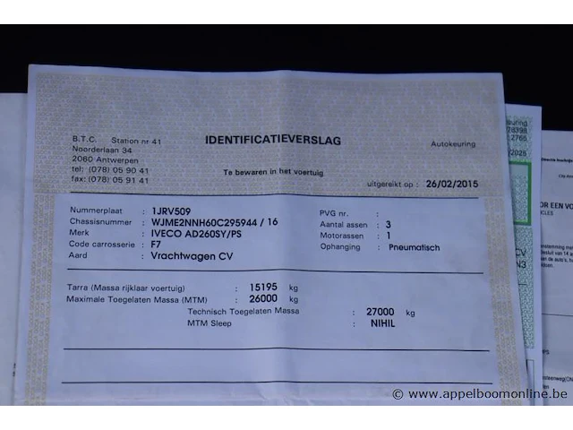 Huisvuilwagen iveco 2y3c, pusher 4000, datum 1ste inschr 10/02/2015, chassisnummer wjme2nnh60c295944, km laatste keuring 92 061km, diesel euro vi, deel i+ii, gelijkvormigheidsattest - afbeelding 11 van  21