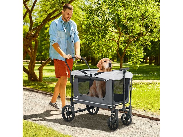 Hundebuggy opvouwbare hondenkar voor honden en katten tot 30 kg - afbeelding 1 van  6