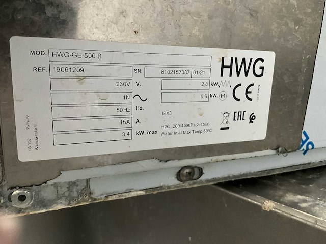 Hwg hwg-ge-500 b professionele vaatwasser / glazenvaatwasser - afbeelding 5 van  7