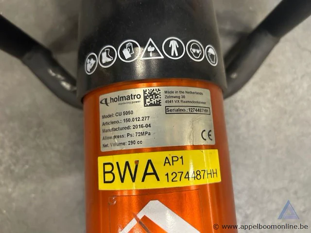 Hydraulische schaar holmatro cu 5050, bouwjaar 2016, maximale druk 72 mpa. - afbeelding 2 van  2