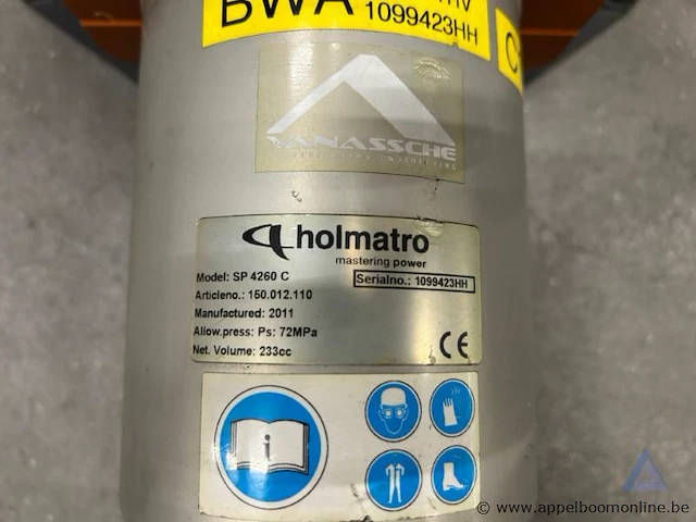Hydraulische spreider holmatro sp 4260 c, serienummer 1099423hh, maximale druk 72 mpa, bouwjaar 2011, 72 mpa kg - afbeelding 2 van  2