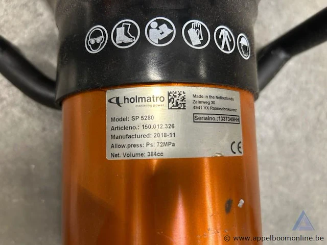 Hydraulische spreider holmatro sp 5280, bouwjaar 2018, serienummer 1337349hh, maximale druk 72 mpa. - afbeelding 2 van  2