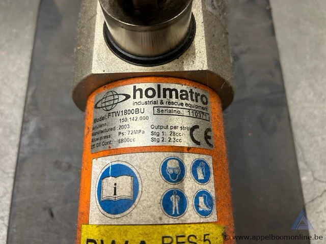 Hydraulische voetpomp holmatro ftw1800bu, bouwjaar 2003, maximale druk 72 mpa, serienummer 110371 - afbeelding 2 van  2