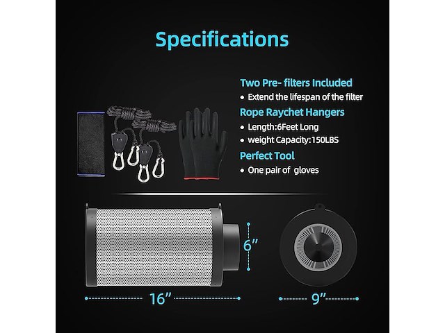 Hydrowe 6 inch air carbon filter - afbeelding 2 van  4