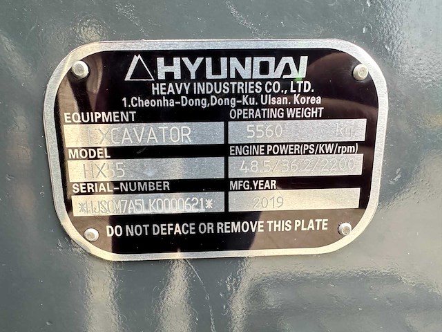 Hyundai - 2019 - hx55 - midigraafmachine - afbeelding 37 van  42