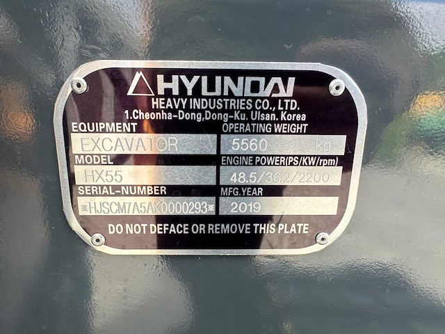 Hyundai - 2019 - hx55 - midigraafmachine - afbeelding 36 van  41
