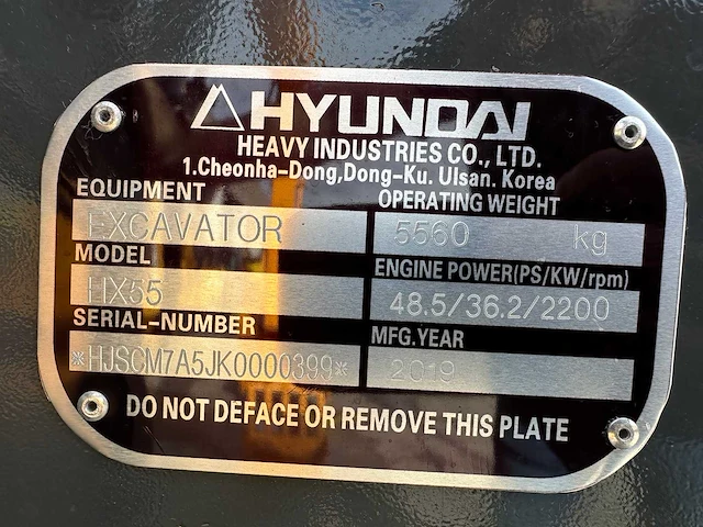 Hyundai - 2019 - hx55 - midigraafmachine - afbeelding 20 van  42