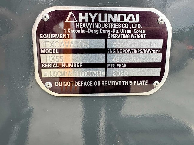 Hyundai - 2020 - hx55 - midigraafmachine - afbeelding 39 van  44